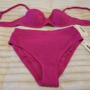 DKNY Vibrant Pink Bikini Set. Bottom is medium & top is XL.
